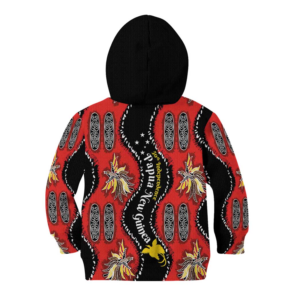 Papua New Guinea 50th Independence Kid Hoodie PNG Batik Pattern - Polynesian Pride