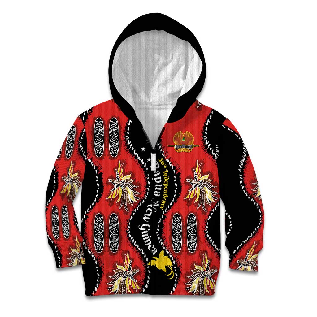 Papua New Guinea 50th Independence Kid Hoodie PNG Batik Pattern - Polynesian Pride