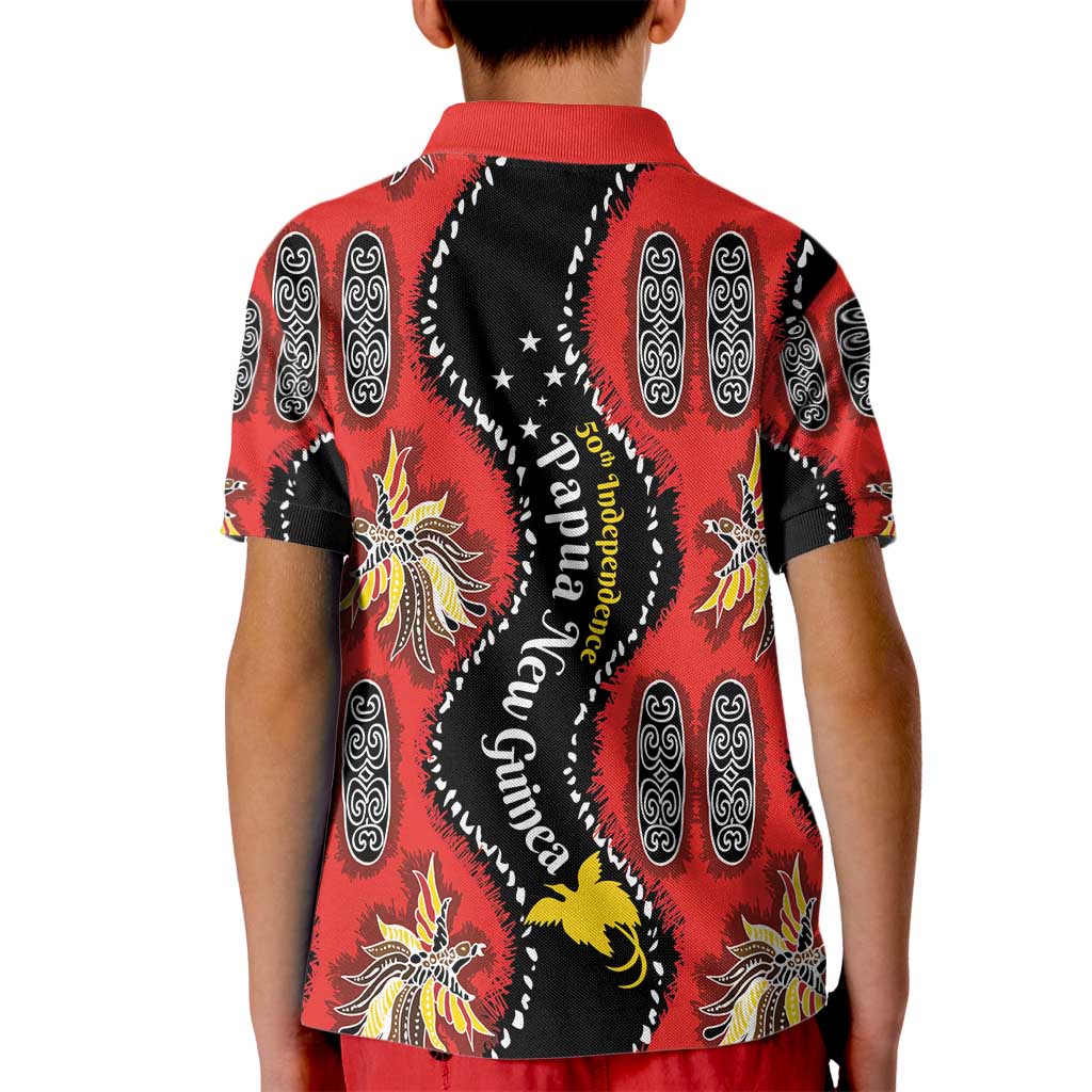 Papua New Guinea 50th Independence Kid Polo Shirt PNG Batik Pattern LT01 - Polynesian Pride