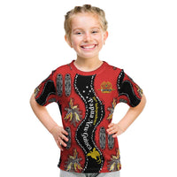 Papua New Guinea 50th Independence Kid T Shirt PNG Batik Pattern LT01 Red - Polynesian Pride