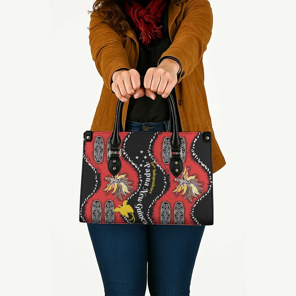 Papua New Guinea 50th Independence Leather Bag PNG Batik Pattern - Polynesian Pride