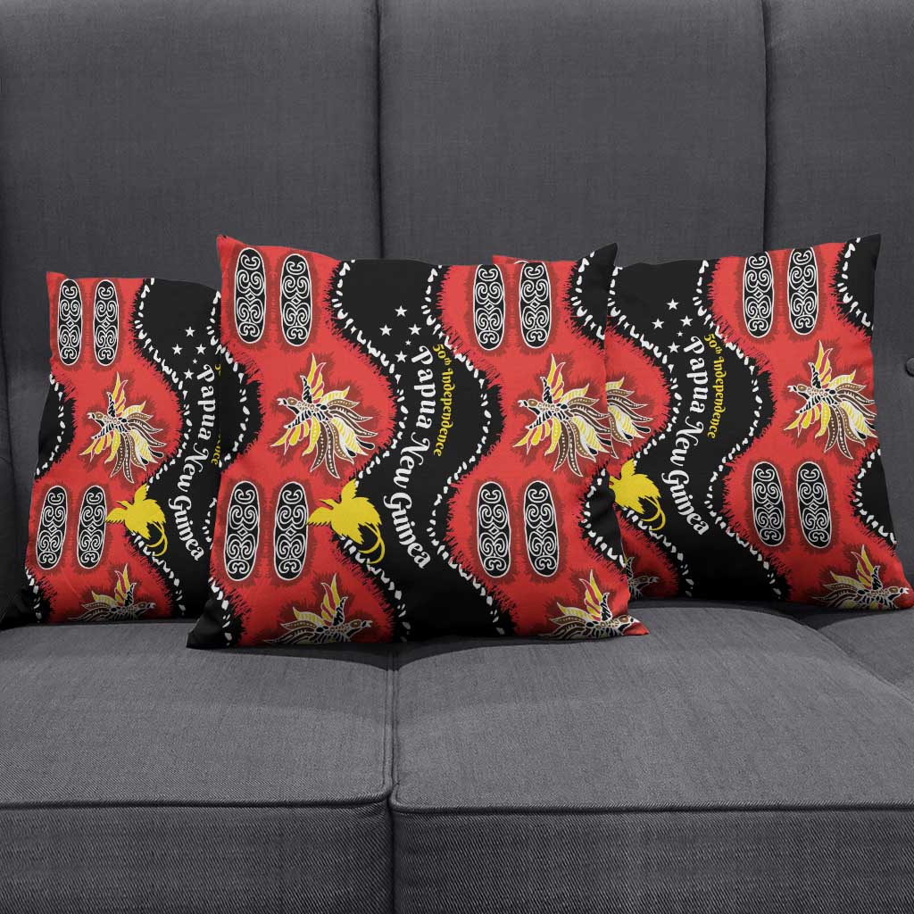 Papua New Guinea 50th Independence Pillow Cover PNG Batik Pattern - Polynesian Pride