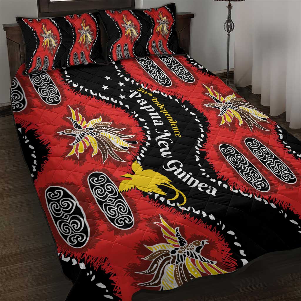 Papua New Guinea 50th Independence Quilt Bed Set PNG Batik Pattern - Polynesian Pride