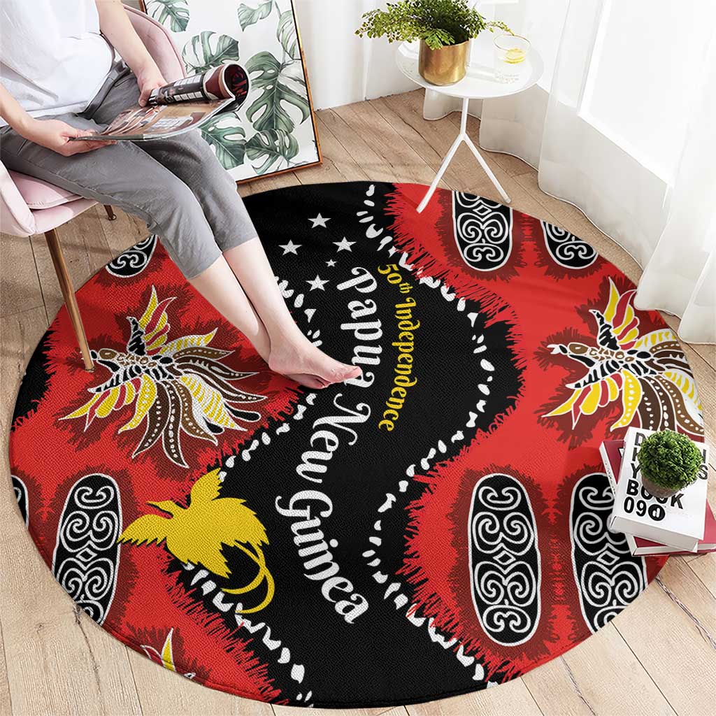 Papua New Guinea 50th Independence Round Carpet PNG Batik Pattern LT01 - Polynesian Pride