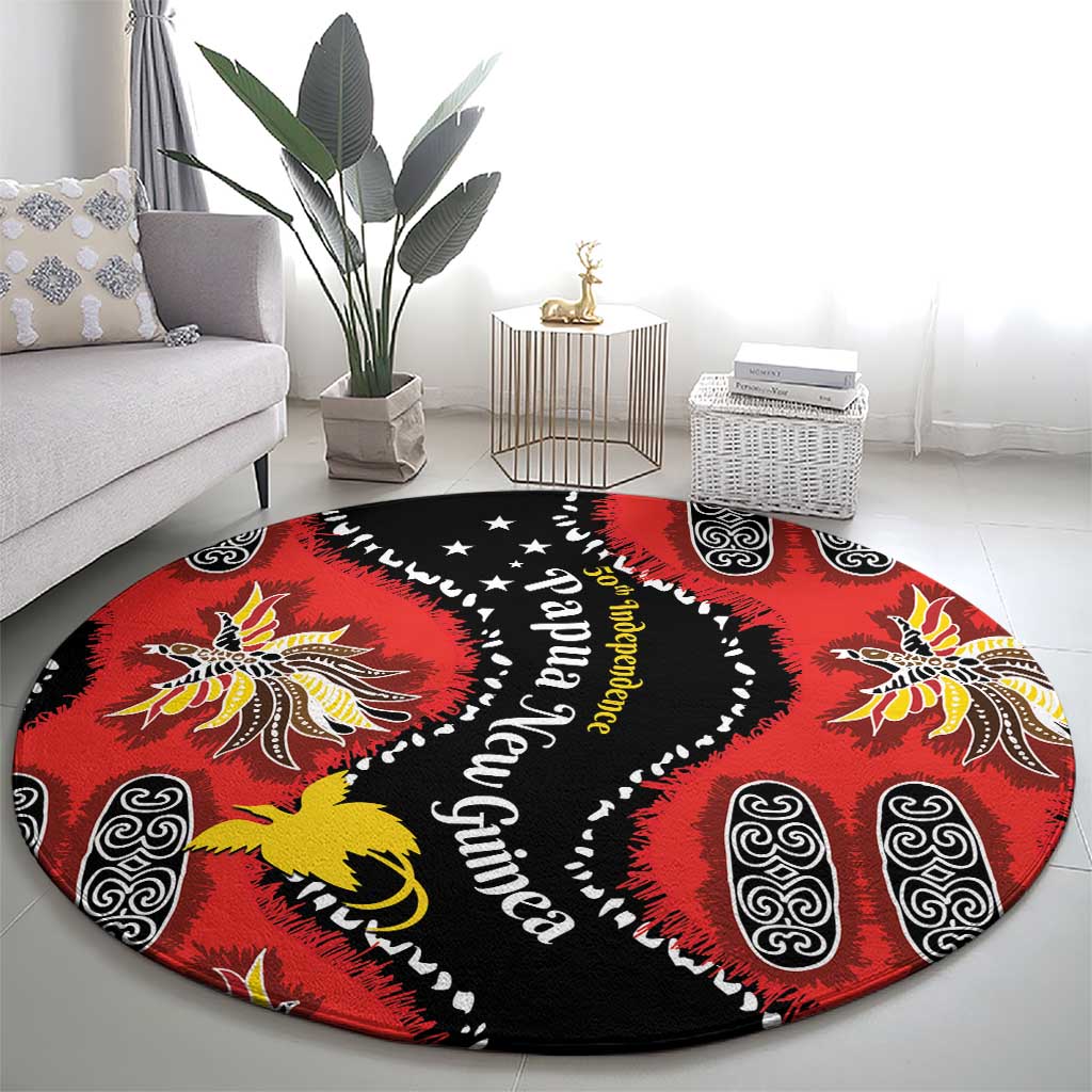 Papua New Guinea 50th Independence Round Carpet PNG Batik Pattern LT01 - Polynesian Pride