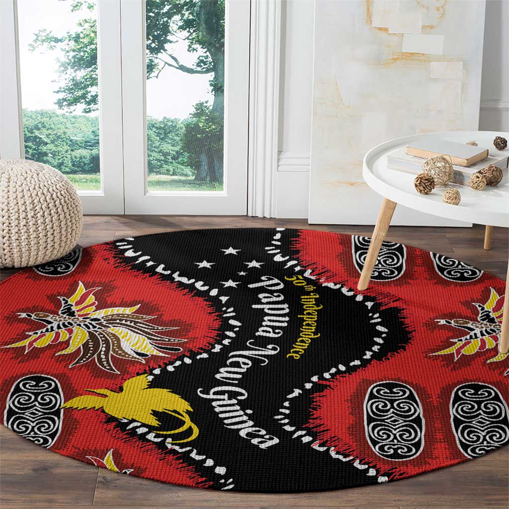 Papua New Guinea 50th Independence Round Carpet PNG Batik Pattern LT01 - Polynesian Pride