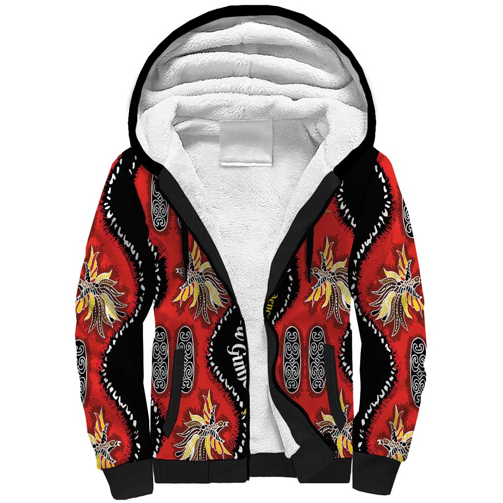 Papua New Guinea 50th Independence Sherpa Hoodie PNG Batik Pattern - Polynesian Pride