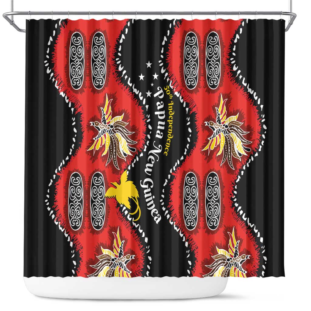 Papua New Guinea 50th Independence Shower Curtain PNG Batik Pattern LT01 Red - Polynesian Pride