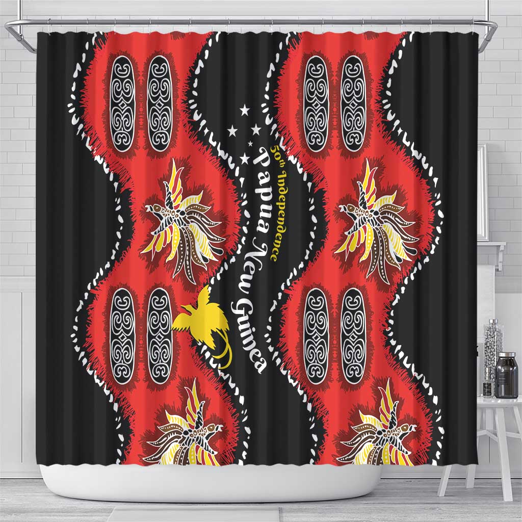 Papua New Guinea 50th Independence Shower Curtain PNG Batik Pattern LT01 - Polynesian Pride