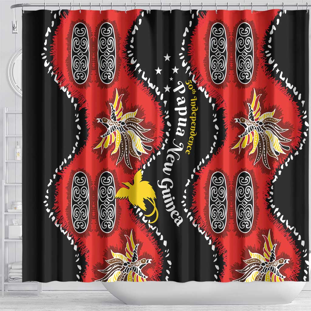 Papua New Guinea 50th Independence Shower Curtain PNG Batik Pattern LT01 - Polynesian Pride