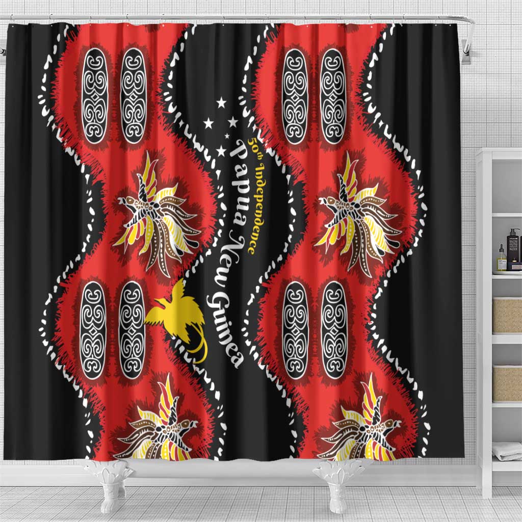Papua New Guinea 50th Independence Shower Curtain PNG Batik Pattern LT01 - Polynesian Pride