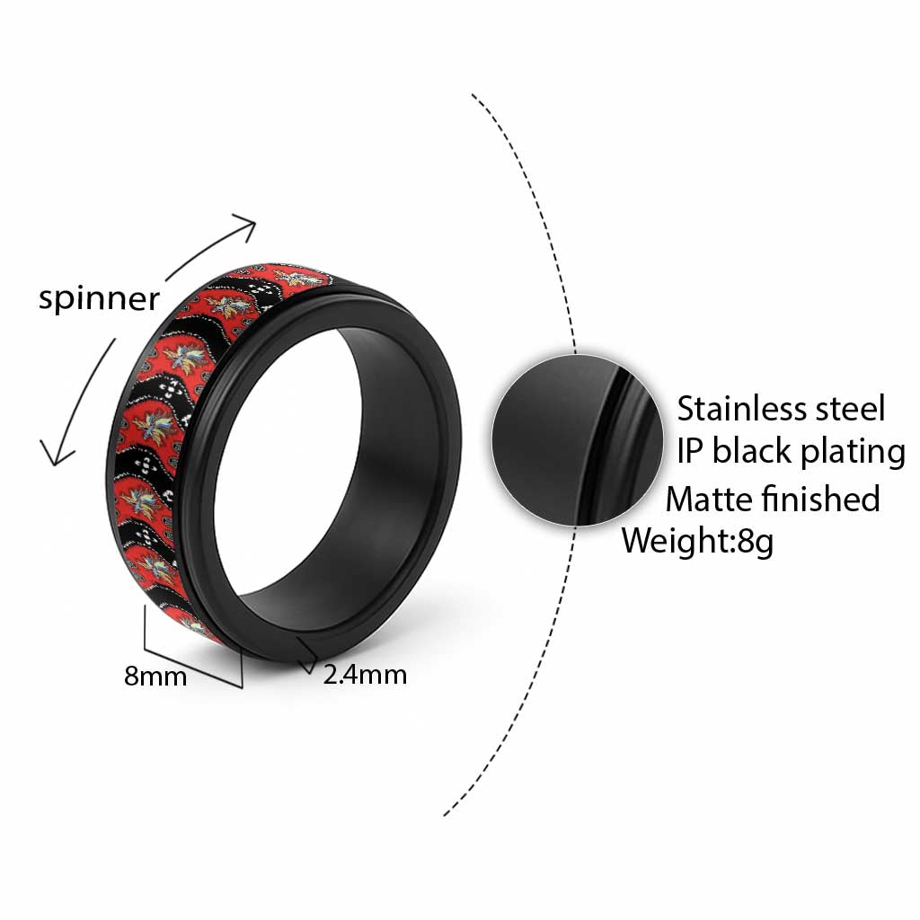 Papua New Guinea 50th Independence Spinner Ring PNG Batik Pattern - Polynesian Pride