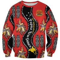 Papua New Guinea 50th Independence Sweatshirt PNG Batik Pattern LT01 Unisex Red - Polynesian Pride