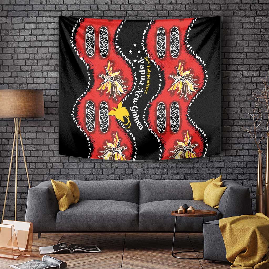 Papua New Guinea 50th Independence Tapestry PNG Batik Pattern LT01 Red - Polynesian Pride