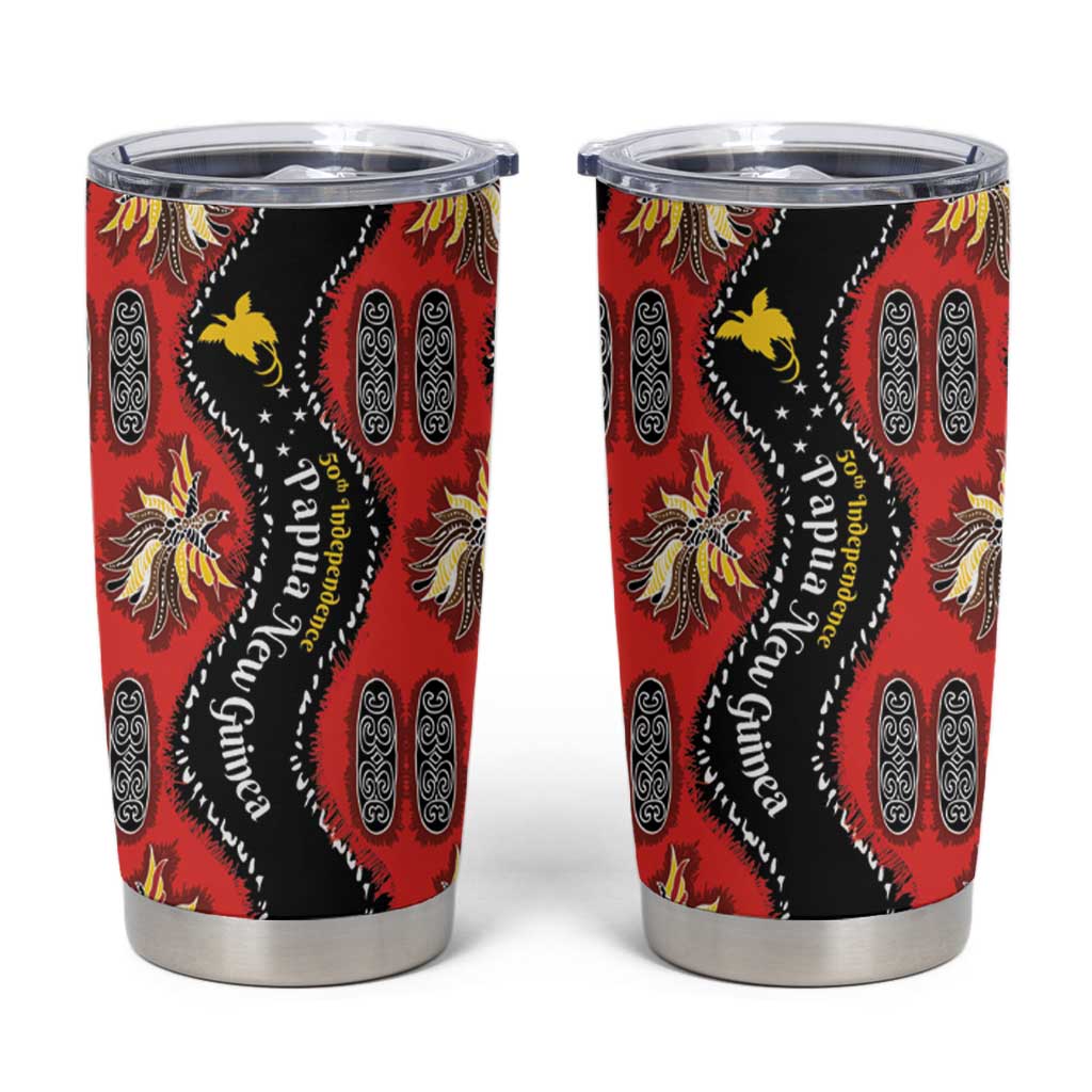 Papua New Guinea 50th Independence Tumbler Cup PNG Batik Pattern - Polynesian Pride