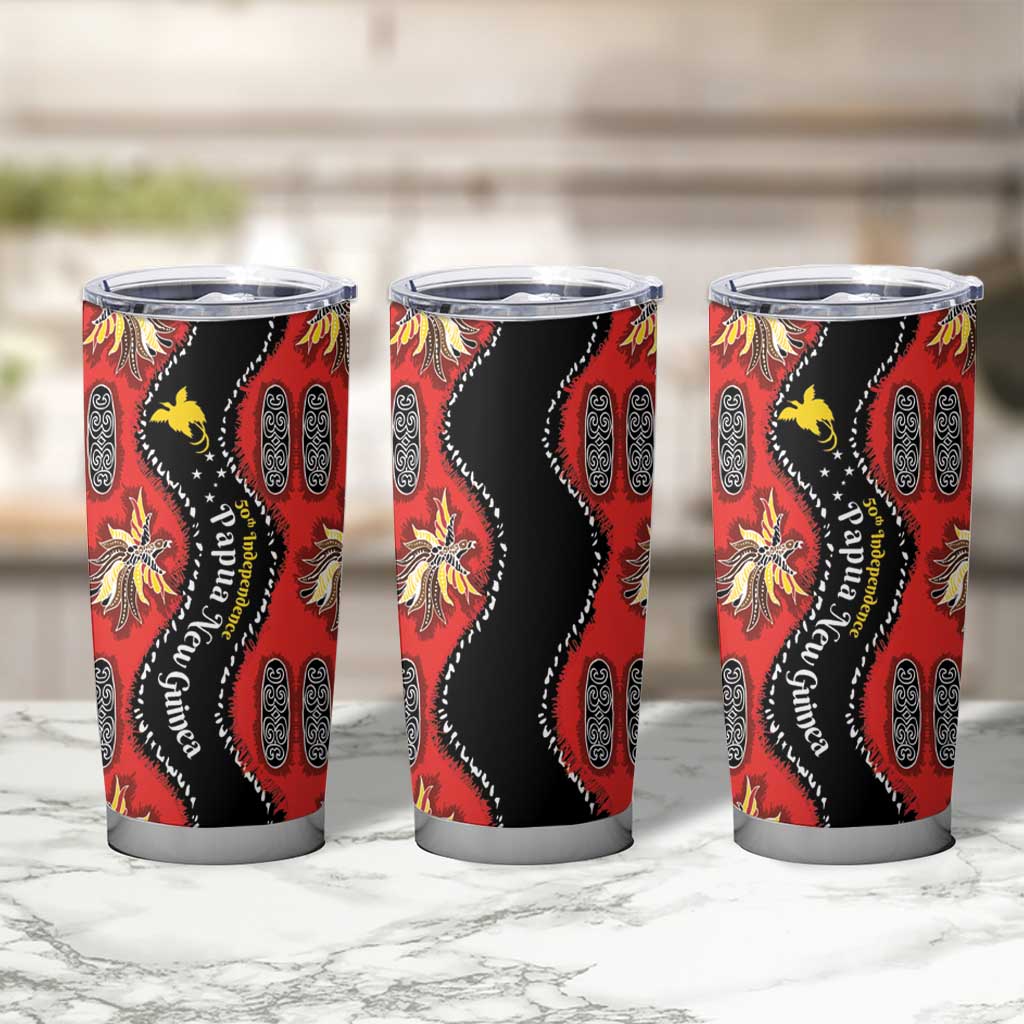 Papua New Guinea 50th Independence Tumbler Cup PNG Batik Pattern - Polynesian Pride
