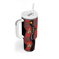 Papua New Guinea 50th Independence Tumbler With Handle PNG Batik Pattern LT01 - Polynesian Pride