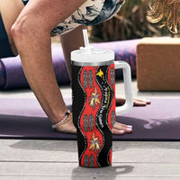 Papua New Guinea 50th Independence Tumbler With Handle PNG Batik Pattern LT01 - Polynesian Pride