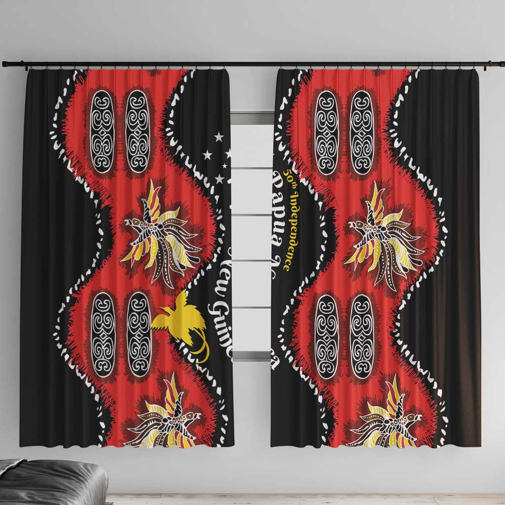 Papua New Guinea 50th Independence Window Curtain PNG Batik Pattern LT01 With Hooks Red - Polynesian Pride