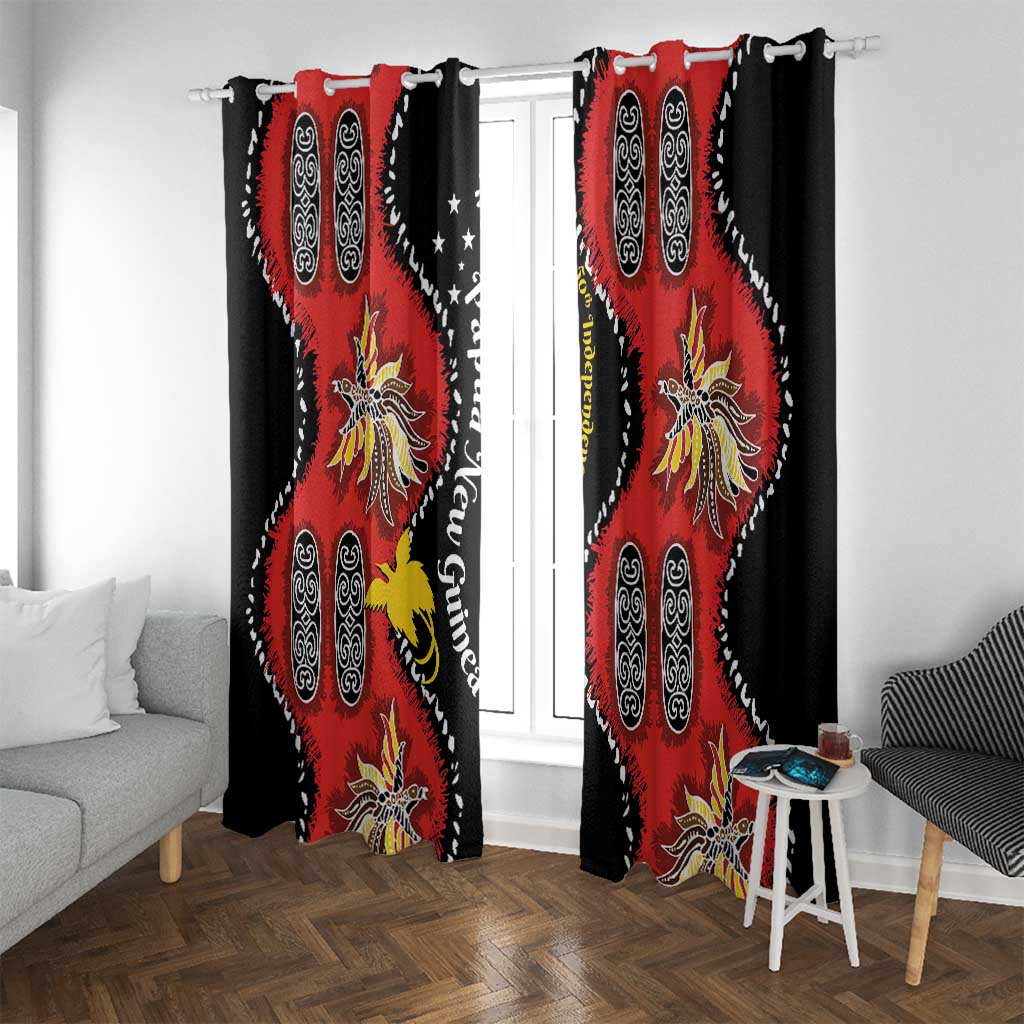 Papua New Guinea 50th Independence Window Curtain PNG Batik Pattern LT01 With Grommets Red - Polynesian Pride