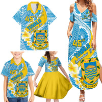 personalised-tuvalu-independence-day-family-matching-summer-maxi-dress-and-hawaiian-shirt-plumeria-45th-anniversary
