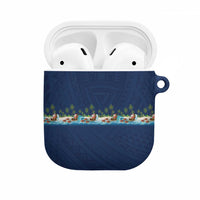 Hawaii Santa Riding Sea Turtle AirPods Case Mele Kalikimaka Polynesian Pattern - Polynesian Pride