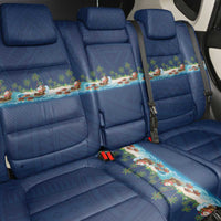 Hawaii Santa Riding Sea Turtle Back Car Seat Cover Mele Kalikimaka Polynesian Pattern - Polynesian Pride