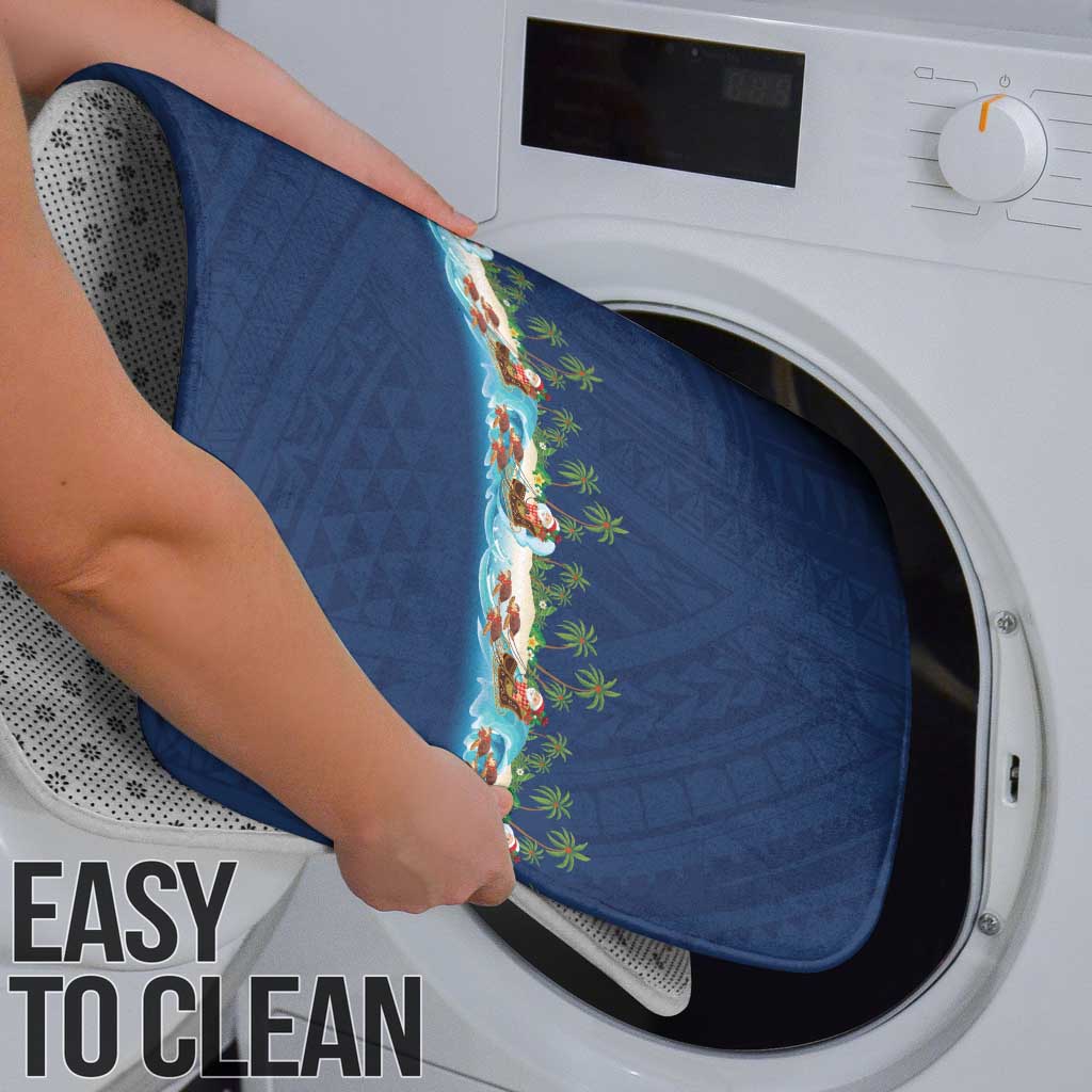 Hawaii Santa Riding Sea Turtle Bathroom Set Mele Kalikimaka Polynesian Pattern - Polynesian Pride