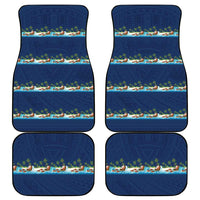 Hawaii Santa Riding Sea Turtle Car Mats Mele Kalikimaka Polynesian Pattern - Polynesian Pride