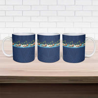 Hawaii Santa Riding Sea Turtle Ceramic Mug Mele Kalikimaka Polynesian Pattern - Polynesian Pride