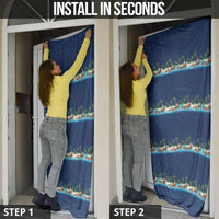 Hawaii Santa Riding Sea Turtle Door Cover Mele Kalikimaka Polynesian Pattern - Polynesian Pride