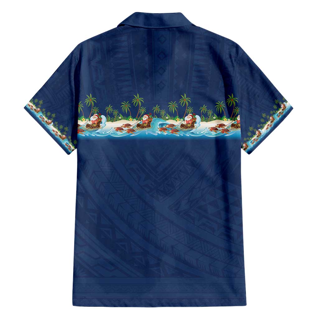 Hawaii Santa Riding Sea Turtle Family Matching Puletasi and Hawaiian Shirt Mele Kalikimaka Polynesian Pattern - Polynesian Pride