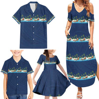 Hawaii Santa Riding Sea Turtle Family Matching Summer Maxi Dress and Hawaiian Shirt Mele Kalikimaka Polynesian Pattern - Polynesian Pride