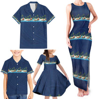 Hawaii Santa Riding Sea Turtle Family Matching Tank Maxi Dress and Hawaiian Shirt Mele Kalikimaka Polynesian Pattern - Polynesian Pride