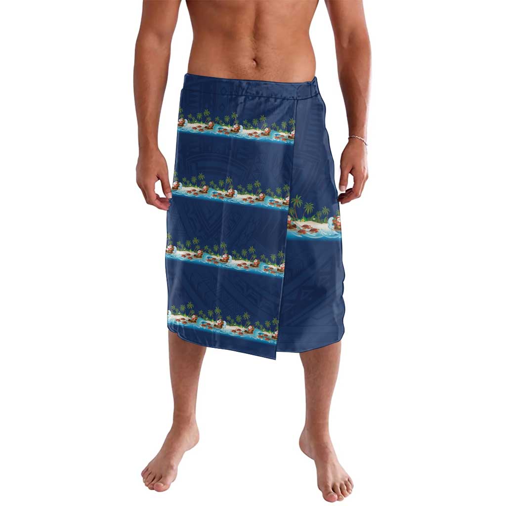 Hawaii Santa Riding Sea Turtle Lavalava Mele Kalikimaka Polynesian Pattern - Polynesian Pride