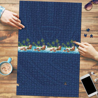 Hawaii Santa Riding Sea Turtle Puzzle Mele Kalikimaka Polynesian Pattern - Polynesian Pride