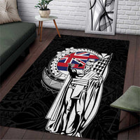 Hawaii King Kamehameha Area Rug Flag Polynesian Pattern LT01 Black - Polynesian Pride