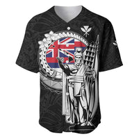 Personalized Hawaii King Kamehameha Baseball Jersey Flag Polynesian Pattern LT01 Black - Polynesian Pride