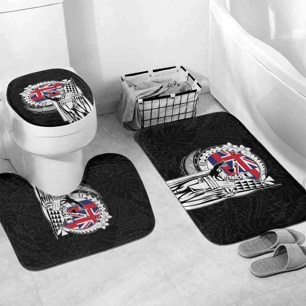 Hawaii King Kamehameha Bathroom Set Flag Polynesian Pattern LT01 Mat Set Only (3 pcs) One Size Black - Polynesian Pride
