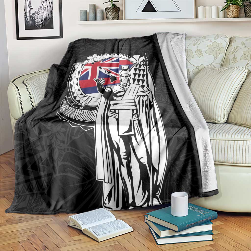 Hawaii King Kamehameha Blanket Flag Polynesian Pattern LT01 Black - Polynesian Pride