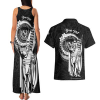 Personalized Hawaii King Kamehameha Couples Matching Tank Maxi Dress and Hawaiian Shirt Flag Polynesian Pattern LT01 - Polynesian Pride