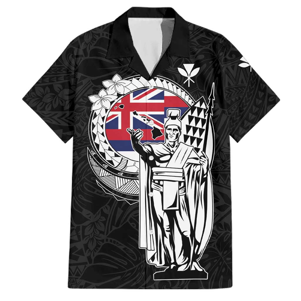 Personalized Hawaii King Kamehameha Family Matching Mermaid Dress and Hawaiian Shirt Flag Polynesian Pattern LT01 Dad's Shirt - Short Sleeve Black - Polynesian Pride