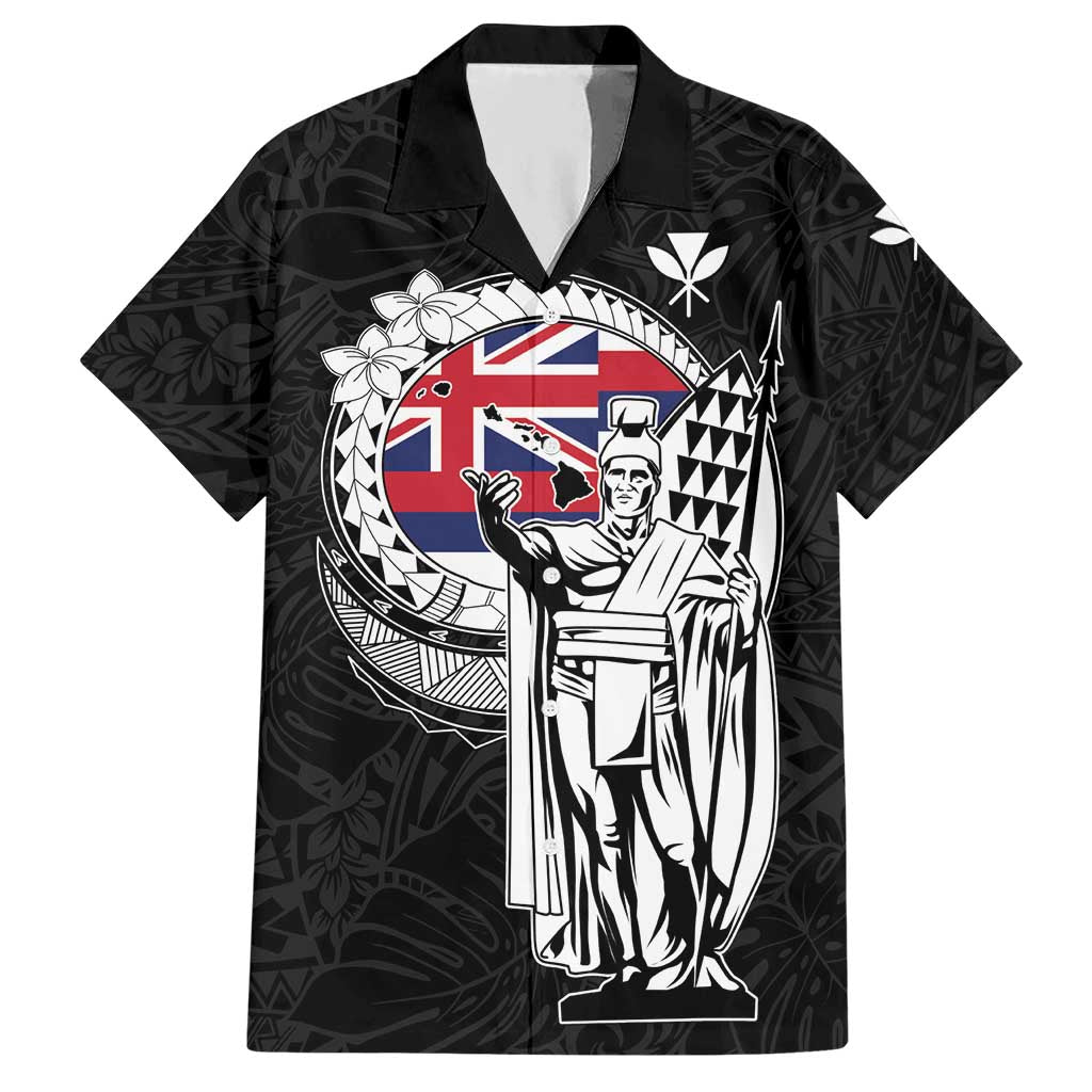 Personalized Hawaii King Kamehameha Hawaiian Shirt Flag Polynesian Pattern LT01 Black - Polynesian Pride
