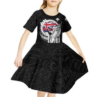 Personalized Hawaii King Kamehameha Kid Short Sleeve Dress Flag Polynesian Pattern