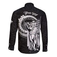 Personalized Hawaii King Kamehameha Long Sleeve Button Shirt Flag Polynesian Pattern LT01 - Polynesian Pride