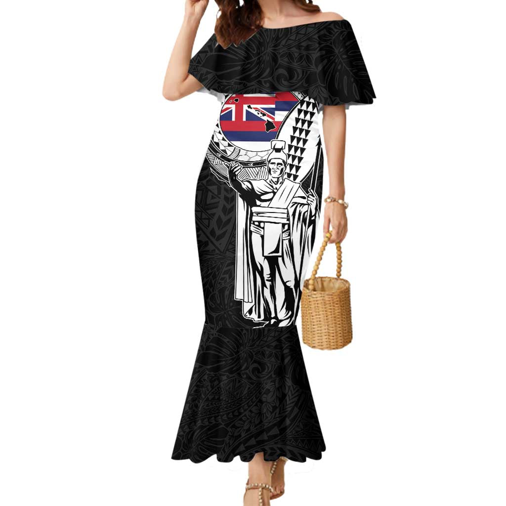 Personalized Hawaii King Kamehameha Mermaid Dress Flag Polynesian Pattern
