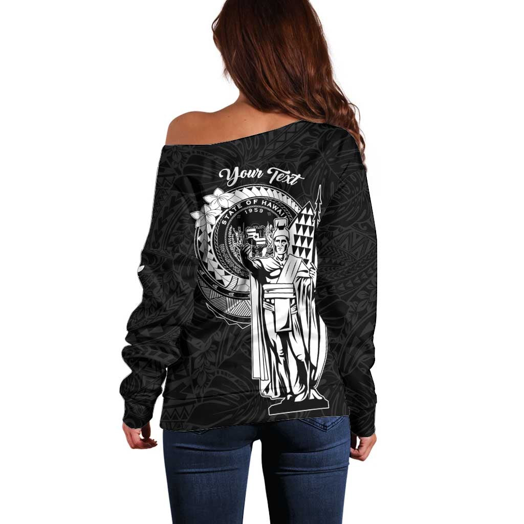 Personalized Hawaii King Kamehameha Off Shoulder Sweater Flag Polynesian Pattern LT01 - Polynesian Pride
