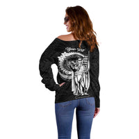 Personalized Hawaii King Kamehameha Off Shoulder Sweater Flag Polynesian Pattern LT01 - Polynesian Pride