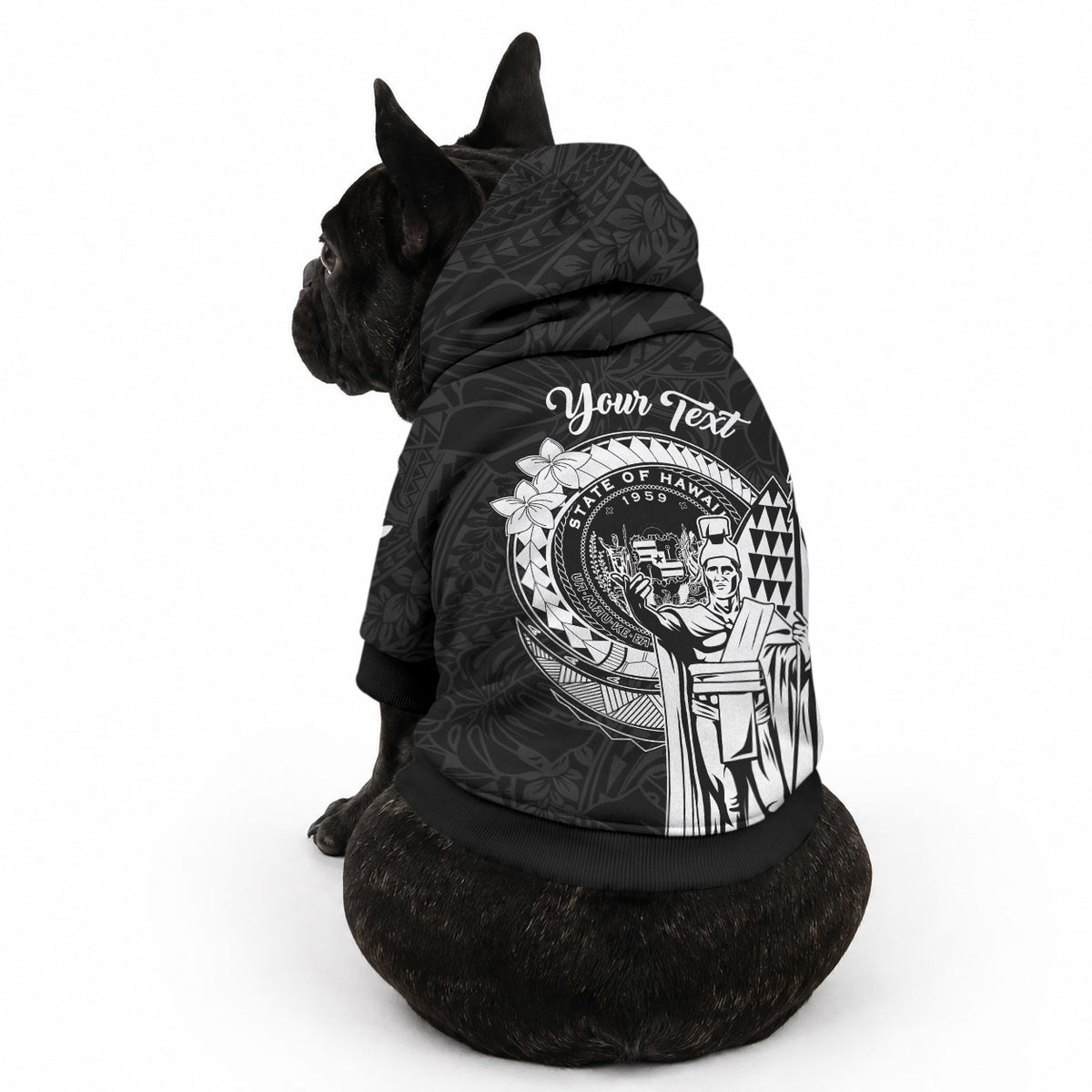 Personalized Hawaii King Kamehameha Pet Hoodie Flag Polynesian Pattern