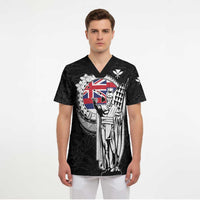 Personalized Hawaii King Kamehameha Scrub Top Flag Polynesian Pattern